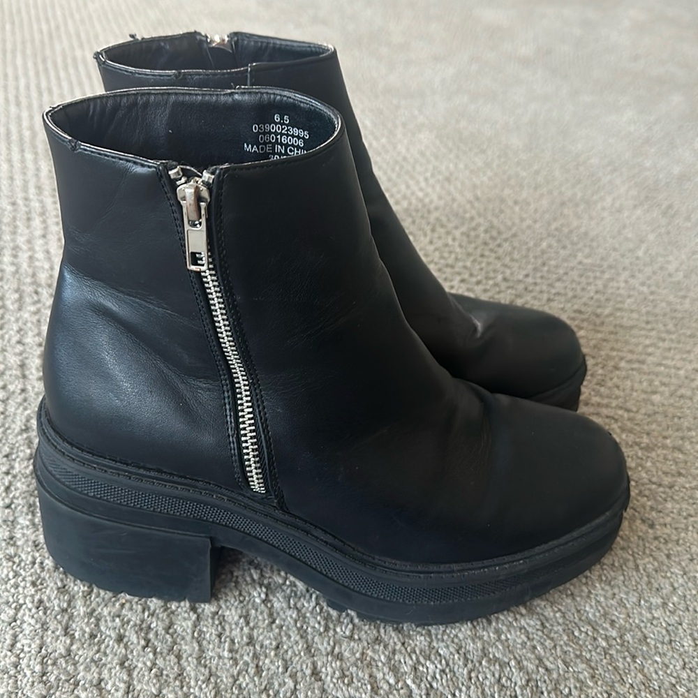 ASOS Chunky Leather Boots with Side Zipper